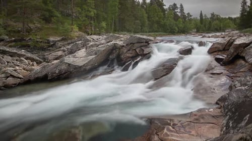 Rapids, catarata, lago, agua, noruega, naturaleza