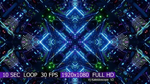 Futuristic Neon Geometric Tunnel Loop Background