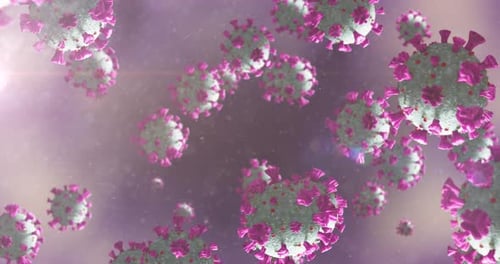 Animated 3D Virus Particles Floating in Medical Background