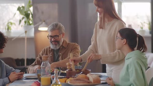 Family Gathering for Dinner at Home Indoors