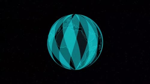 Futuristic Digital Earth Globe Rotating with Data Overlays