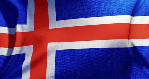 Seamless Loop of Waving Icelandic Flag with Detailed Fabric Texture
