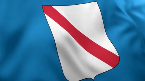 Animated Waving Flag with Stylized Shield Emblem