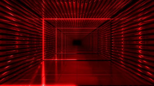 Red Neon Lights Tunnel