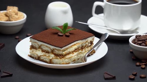 Tiramisu Dessert with Coffee and Biscotti