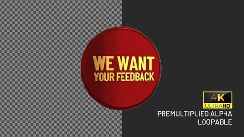 Wir wollen Ihr Feedback Rotierendes Looping-Abzeichen mit Alpha-Kanal