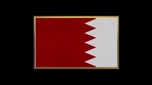 3D Spinning Bahrain Flag Animation with Golden Frame