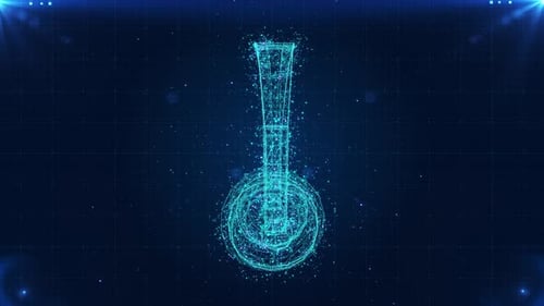 Futuristic Digital Headphones Animation with Wireframe and Particle Effect
