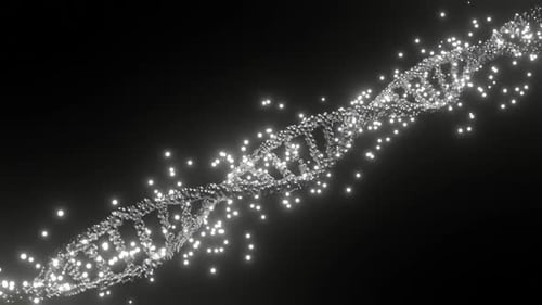 Animated DNA Double Helix Structure with Glowing Particles