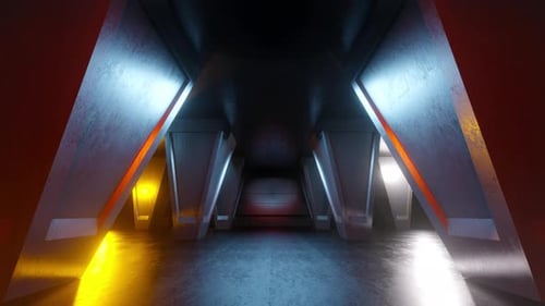 Futuristic Sci-Fi Tunnel Loop with Glowing Neon Lights