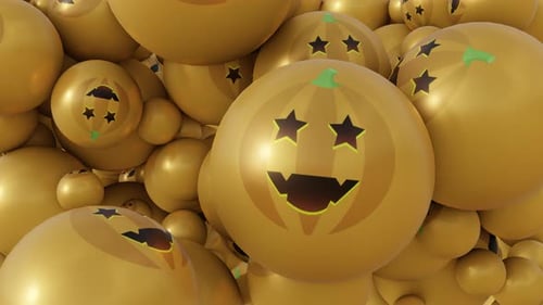 Golden Halloween Pumpkin Sphere Animation Background