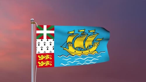 Flag of Saint Pierre and Miquelon Waving Loop