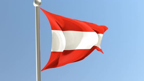 Realistic Waving Austrian Flag Animation Against Blue Sky