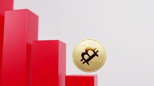 Bitcoin Falling on Red Candlestick 4K