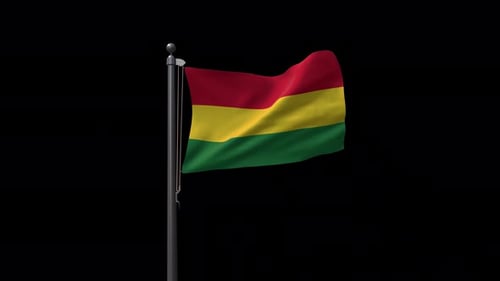 Bolivia Flag Waving on Flagpole Animation