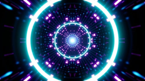 Dot Pattern Tunnel with Flickering Multiple Neon Beams