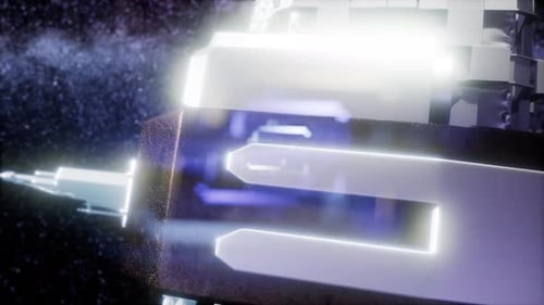 Futuristic Space Station Animation in Starry Cosmos