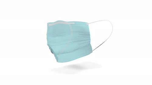 Rotating Blue Medical Face Mask 3D Animation