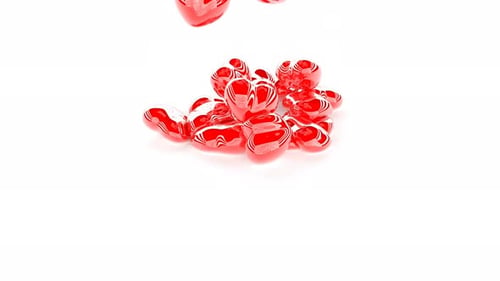 Abstract Red Soft Hearts Love Symbol Fall on White Valentine Day