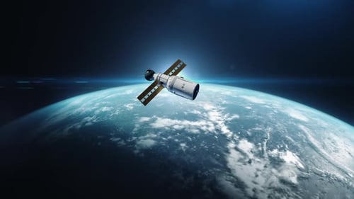 Global Communication Satellite Orbiting Planet Earth