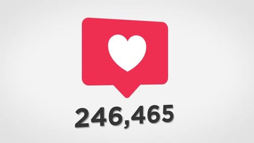 Social Media Like Heart Icon Counter Animation