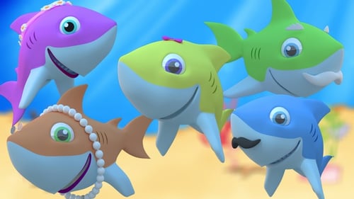 Cute Animated Baby Shark Characters Swimming Underwater