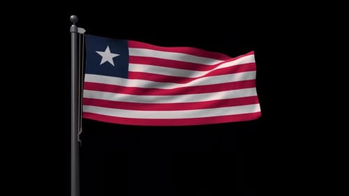 Realistic Liberia National Flag Waving Loop