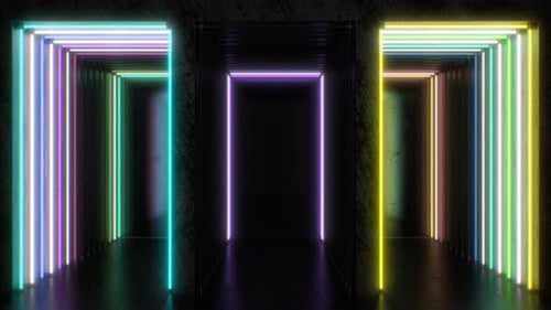 Dynamic Neon Light Tunnel Background Loop