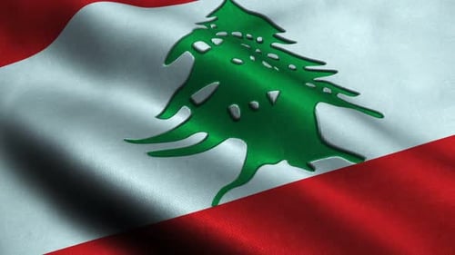 Realistic Fabric Lebanon Flag Waving Loop