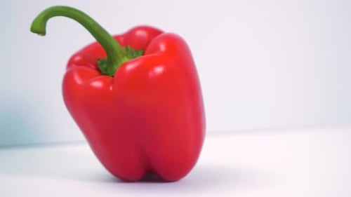 Close Up Dolly Shot of a Red Bell Pepper