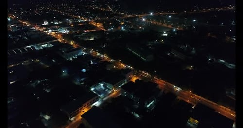 Aerial view night country city typical