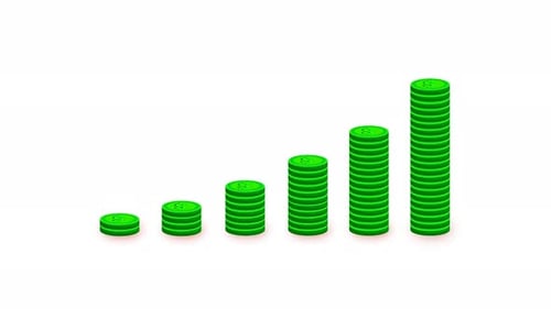 Green Dollar Coin Growth Animated White Background