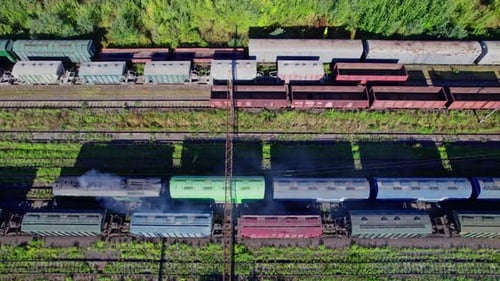 Railway Station with Lots of Lines and Freight Trains