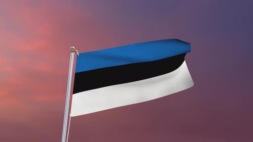 Realistic 3D Estonia Flag Waving Animation Loop