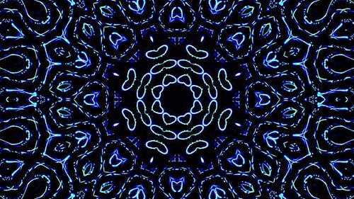 Abstract Blue Neon Kaleidoscope Pattern Background Loop