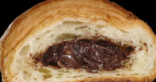 Delicious Croissant with Chocolate Filling Close-Up