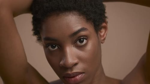 Close Up of Young Woman with Short Hair