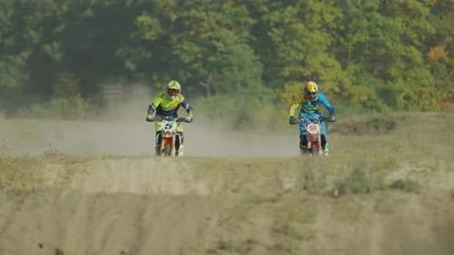 Dirtbikes racing in the countryside