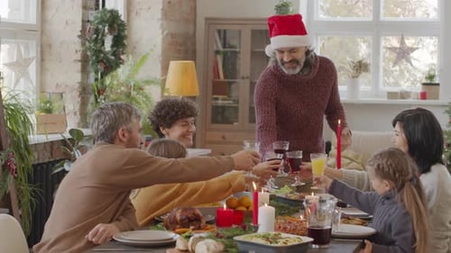 Festive Family Christmas Celebration with Toast