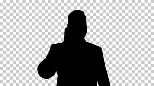 Silhouette businessman on a phone call, Alpha Channel