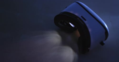 Virtual Reality Headset in Dark Futuristic Light