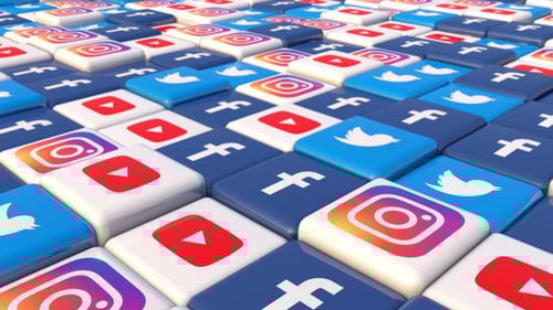 3D Social Media Icons Loop Background Animation