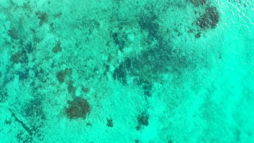 Aerial drone shot seascape of perfect sea view beach holiday by blue water with white sand backgroun