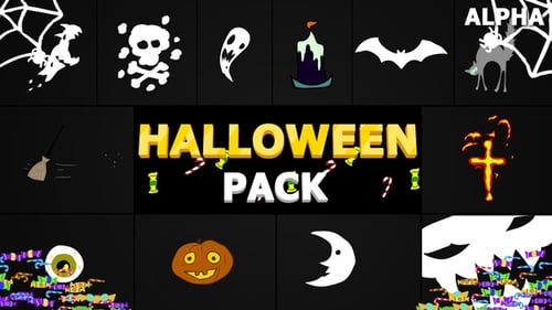 Animated Halloween Cartoon Elements Pack