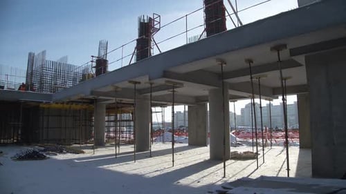 Concrete Bridge Supported By Metal Poles and Columns