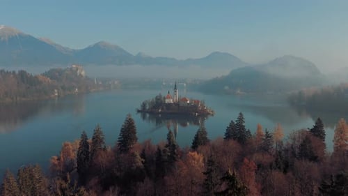Amazing Lake Bled, Slovenia, on a beautiful morning in Autumn.