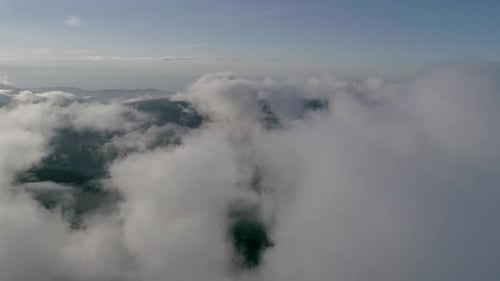Aerial View of Clouds and Mountain Range