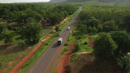 Africa Mali Village And Truck Aerial View 2