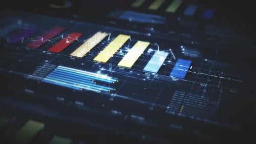 Futuristic Digital Data Interface with Charts and Graphs Animation
