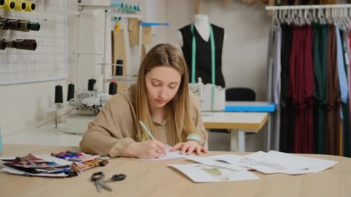 Young Designer Sketching a Fashion Design